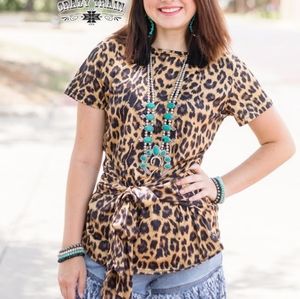 Leopard Front Tie Top